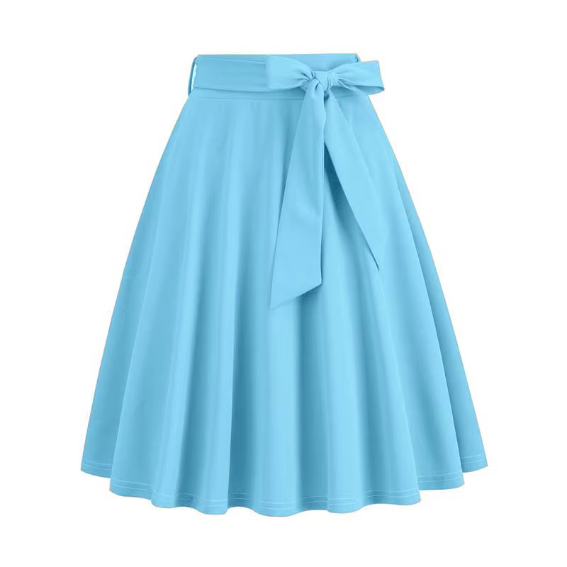 Jupe trapèze taille haute pour femme, jupe longue mi-longue rétro vintage, monochromatique, élégante, années 50