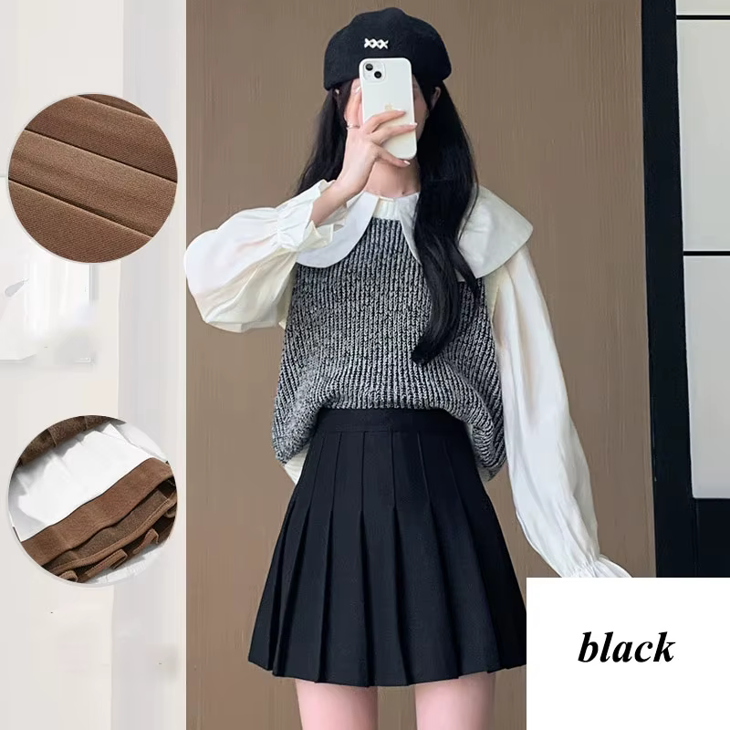 Automne hiver laine jupes plissées femmes nouveau coréen taille haute minceur Mini jupe dames Style Preppy côté