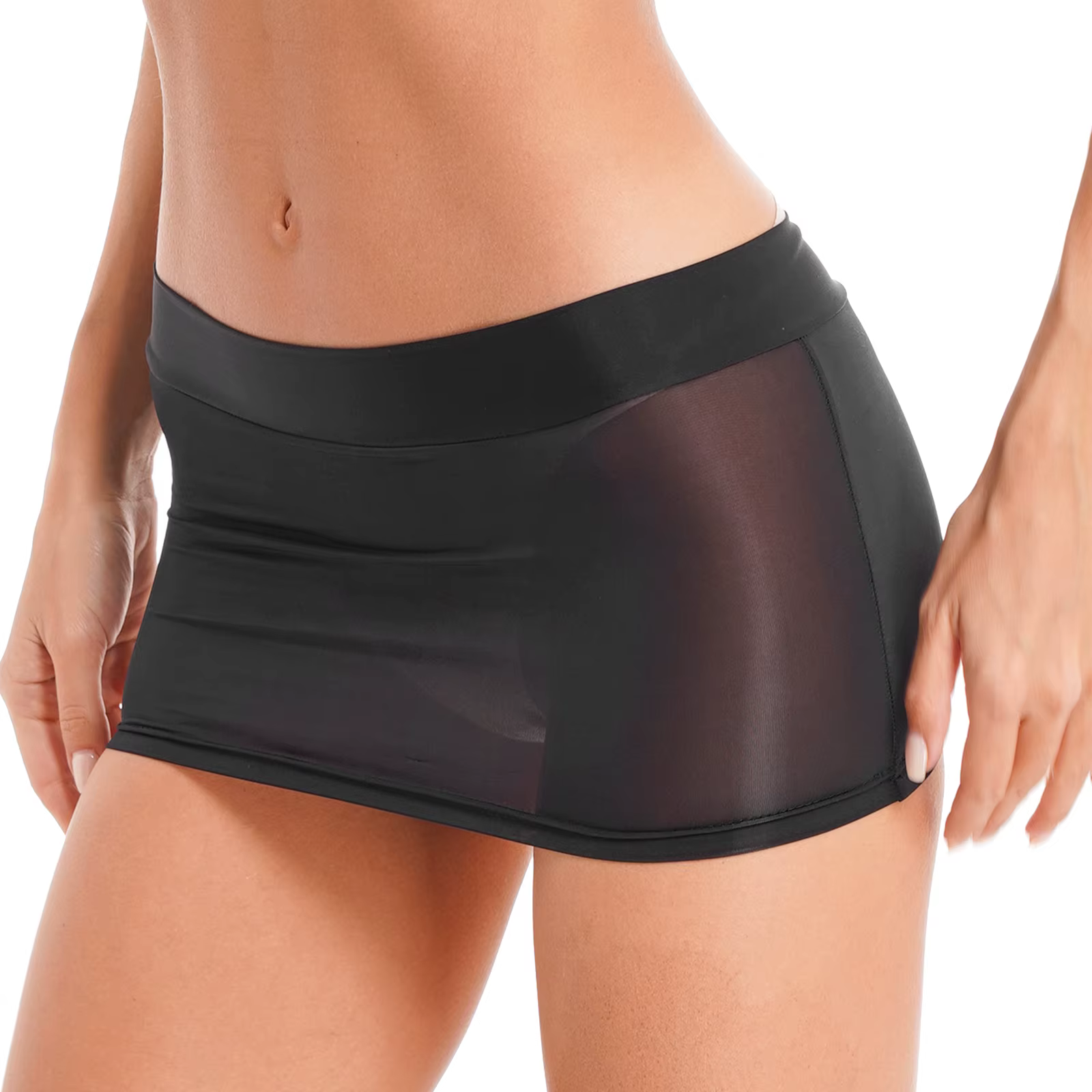 Mini-jupe crayon transparente sexy en nylon et élasthanne pour femmes, vêtements de plage, occasions spéciales et soirées festives