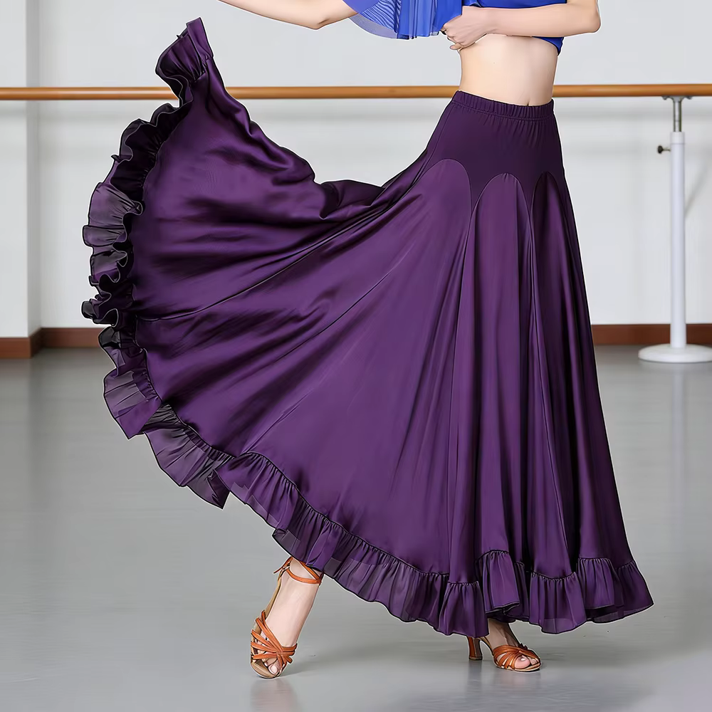 Jupe de danse de salon élégante polyester ample pour danse latine soirée dansante occassions spéciales femmes