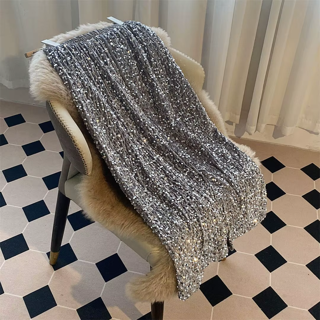 Chic noir et argent Paillettes Jupe Midi Style coréen Юбки Faldas Mujer