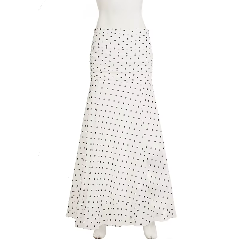 Jupe trapèze en mousseline de soie à pois style lolita en polyester avec volants et tour de taille empire pour juniors femmes occasions spéciales