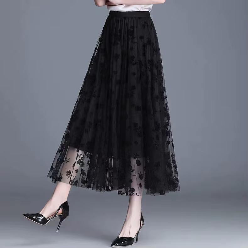 Femmes coréennes jupe en Tulle mode été crochet Floral