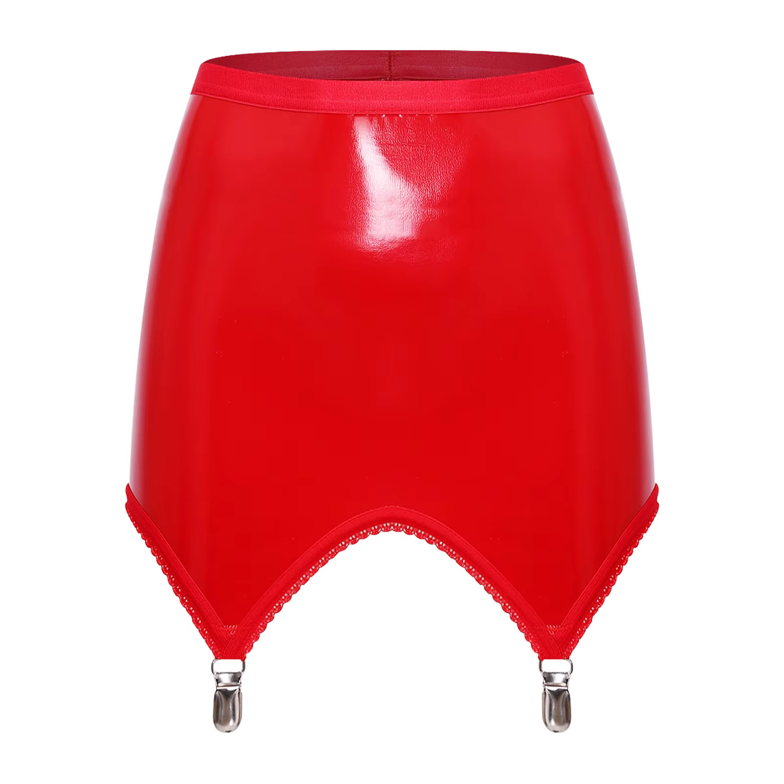 Mini-jupe moulante en similicuir PU effet latex pour femme