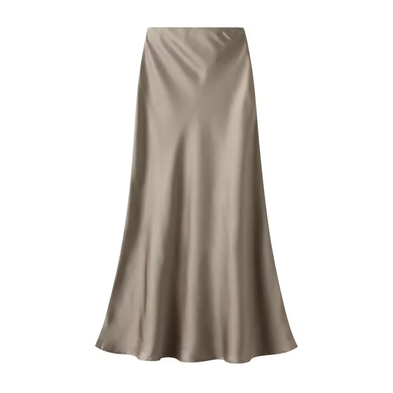 Femme 2025 jupe en Satin femmes taille haute jupes longues