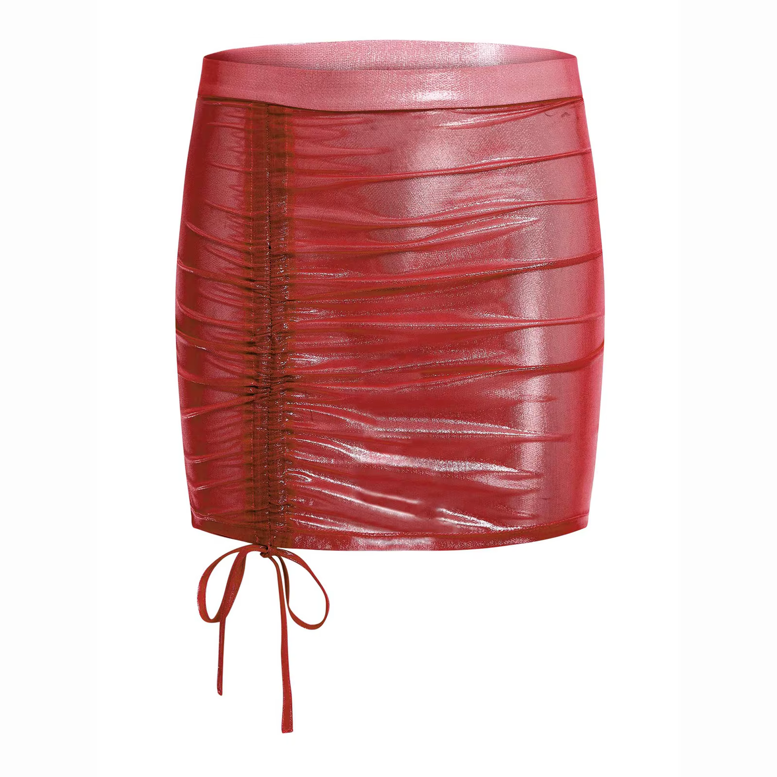 Jupe courte transparente avec cordon de serrage réglable pour femmes, jupe serrée transparente, métallique scintillante, tenue de discothèque, Mini jupe moulante Polyester Organza Design Glamour Occasions Nocturnes