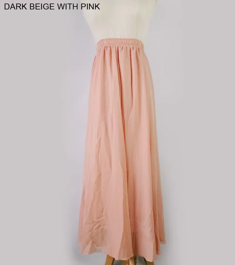 Jupe Longue Plissée en Mousseline de Soie pour Femme