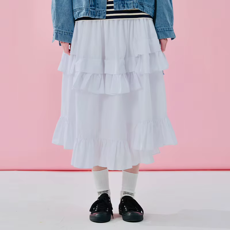 Imakokoni taille haute a-ligne demi-longueur jupe 2025 printemps japonais conception originale