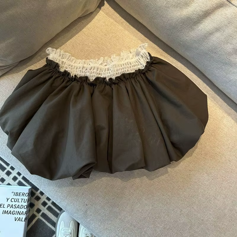 Jupe bustier pour femme, automne, taille haute, jupe tutu en forme de A, jupe plissée avec empiècements en dentelle et ceinture