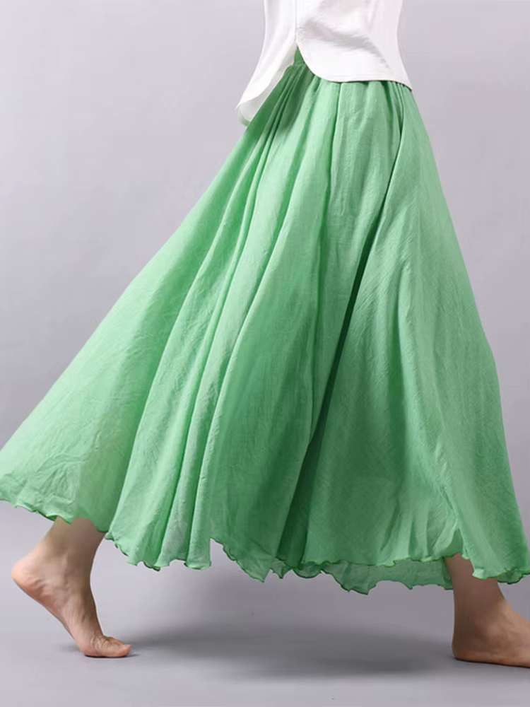 Jupe maxi en lin taille haute pour femmes