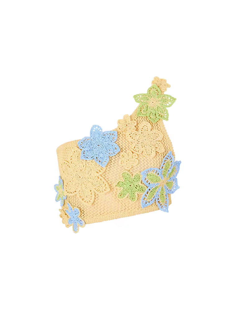 Jupe à bretelles en Crochet à fleurs 3D