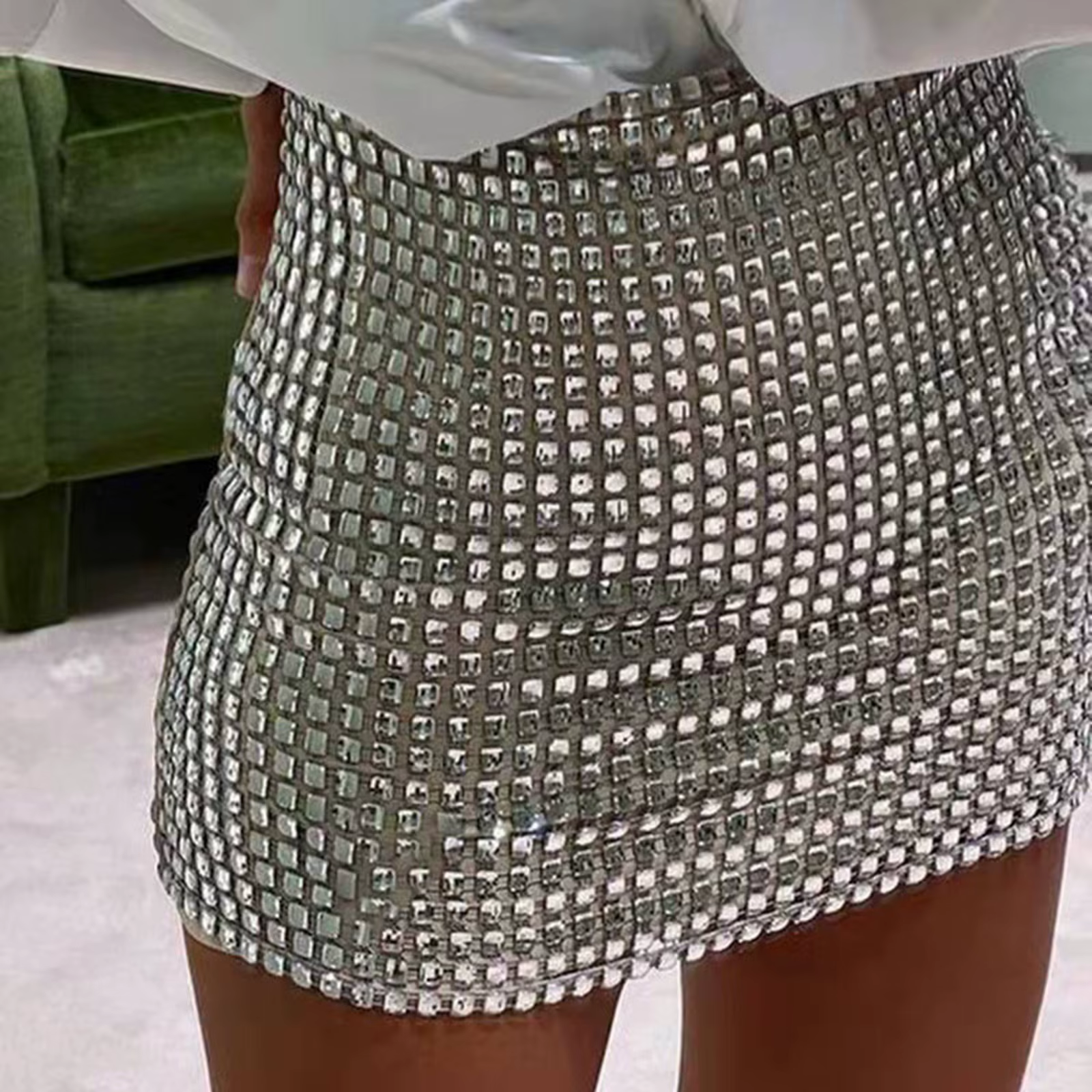 Jupe crayon scintillante à paillettes pour femmes