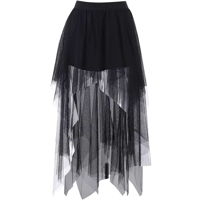 Jupe irrégulière taille haute en fil de filet pour femmes